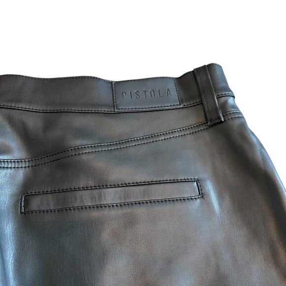 Pistola Rhea Black Faux Vegan Leather Mini Skirt Cargo Pockets Size 31 Women's - Picture 10 of 14